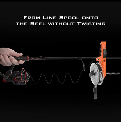 Radius Must Have Fishing Line Spooler With Patent Pending Design For Spinning And Casting Reels Twist Free Line Spooling On The Go Portable Compact Spool Holder One Quarter Pound Capacity Soft Touch Clamps Protect Rod Blanks Adjustable Tension Bands, on rod