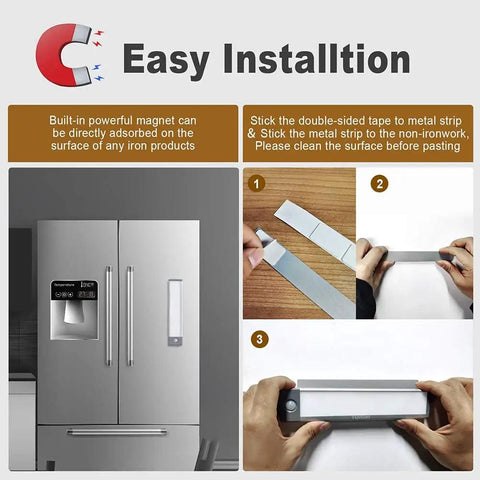 Easy installation steps for Two Pack 54 LED Under Cabinet Lights 12.5 Inch Wireless Motion Sensor Light 7000K Cool White USB C Rechargeable