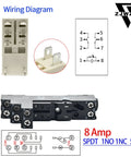 Six Pack Mini Relay Switch 8 Amp 110 To 120V AC DPDT 2NO 2NC Socket Base With Test Button Indicator LED Light Screw Terminal