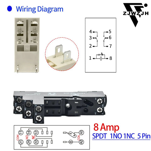 Six Pack Mini Relay Switch 8 Amp 110 To 120V AC DPDT 2NO 2NC Socket Base With Test Button Indicator LED Light Screw Terminal