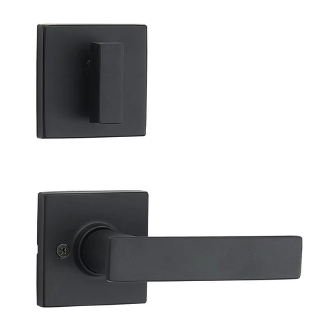 Matte Black Front Door Lock Set With Stamford Lever Handleset Exterior Single Cylinder