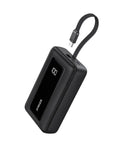 Road Ready 20000 Mah Portable Power Bank With Built In Usb C Port And 30 Watt Quick Charge, black, led display, compact design.