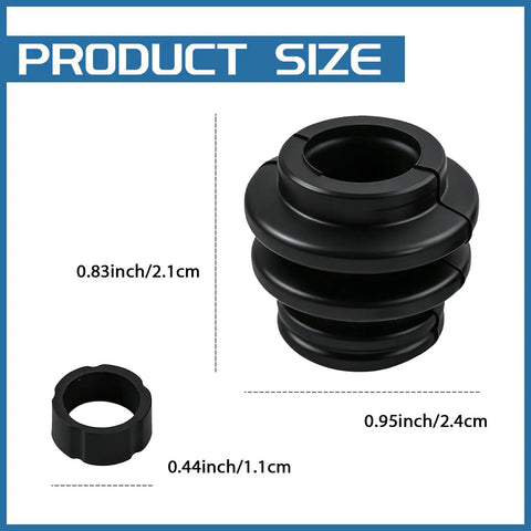 Front Disc Brake Caliper Pin And Rubber Bushing Kit 4 Piece Set With Slide Pins Boots And Seals showing product size dimensions.