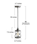Geometric Silver Brushed Mini Pendant Light for Kitchen Island and Hallway, Rustic Industrial Cage with adjustable cord details