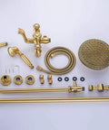 Kick Up Your Shower Game With This Antiqued Copper Finish Three Function Pressurized Spray System Built Tough For Real Muscle Relief And Rust Free Vibes Straight Fire For Any Modern Bathroom Setup. Gold shower head components and hose included.