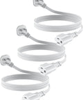 Flat Plug 3 Foot Extension Cord Pack With 90 Degree Right Angle Wall Plug White 16 AWG Indoor Grounded 3 Prong Power Cord