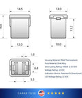 Toyota 4Runner Glow Fuse Set 2005 2009 Smart LED Fuse Kit dimensions and materials illustration
