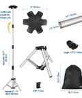 Components of Extra Tall Boat Cover Support Pole With Heavy Duty Metal Tripod Base And Hexagon Top 27 To 71 Inch Adjustable Poles Six Straps