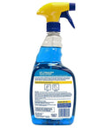 Back view of Zep 32 oz blue ammonia-based streak free glass cleaner bottle with label and spray nozzle.