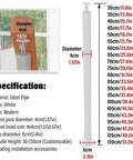 Heavy Duty White Stair Railing Posts And Spindles, 25 Pack Of 47 Inch Stainless Steel Balusters With Adjustable Brackets, showing specifications and dimensions.