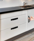 12 Pack 5.8 Inch Aluminum Alloy Black Cabinet Pulls With Screws for barn doors, cupboards, wardrobes, on white kitchen cabinets