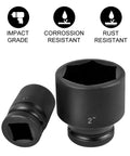 Heavy Duty 3/4 Inch Impact Socket Kit With Shallow Drive Plus Deep Socket 29 Piece Chrome Vanadium Set Featuring 6 Point Grip Design For Lug Nut Removal And Tough Jobs Comes Zippered Carrying Case, 2 inch and 1 inch sockets