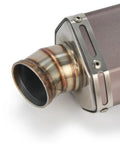 1.5 To 2 Inch Inlet Hexagon Slip On Exhaust Pipe For Dirt Bike Street Bike Scooter ATV Quad With 38mm To 51mm Connector Easy Bolt On Install Durable Muffler Upgrade, close-up view of connector.