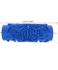 Flower Texture Print Paint Roller For Walls And Cabinets Creating Smoother Patterns With Zero Bubbling solid blue rubber design detailed view.