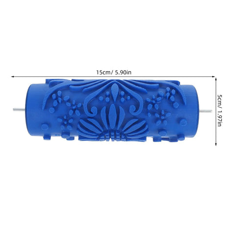 Knockout Rubber Paint Roller For Wall Decoration And Flower Patterned Embossing Texture DIY Projects Featuring Hella Smooth Glide and Stress Free Professional Touch Ups. Blue rubber roller, 15cm, for textured wall designs.