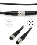M12 A Coded 5 Pin Male To 5 Pin Female Actuator Sensor Cable Shielded Data Cable PVC Jacket Aviation Connector Gold Plated Contacts