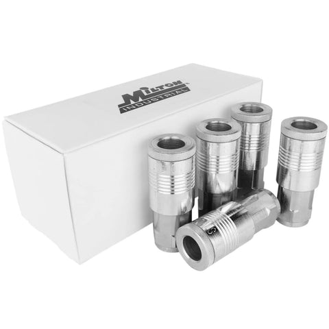 G Style Half Inch FNPT Air Coupler Quick Connect, Steel Construction, Heavy Duty Air Tool Fitting, Buna N Seal, Pack of 5