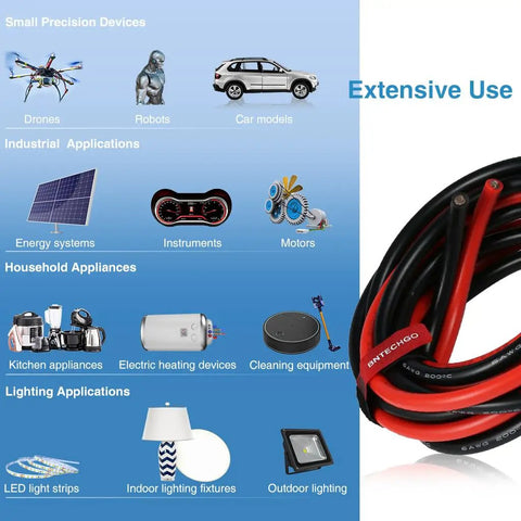 6 AWG Silicone Wire Set 10 Feet Red And 10 Feet Black Ultra Flexible 3200 Strands 0.08mm Tinned Copper Wire For Auto Audio Marine