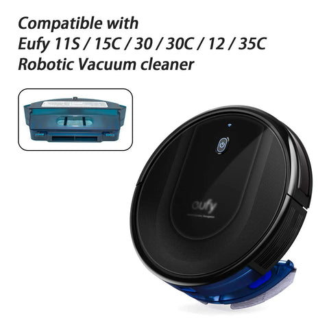 Big Capacity Dust Bin Box Replacement For RoboVac Series Vacuum Cleaners Compatible With 11S 12 15C 15T 25C 30 30C 35C Ultra Easy Install Scrape Free Emptying Durable High Volume Dustbin Part image showing dustbin and vacuum compatibility