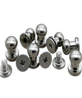 Top Shelf Built Tough Solid Brass Button Studs And Chicago Screws Includes 12 Sets Of 6Mm Round Head Leather Rivets Killer for belt repairs.