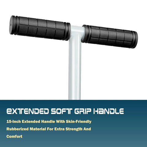 Close-up of non-slip T-handle from Beefy Spike Lawn Aerator With Non Slip T Handle And Thick Stainless Steel Tube Big Foot Plate For Deeper Penetration Healthier Root Growth And Superior Water Drainage.