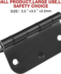 Six Pack Matte Black Interior Door Hinges Three Point Five Inch Round With Five Eighths Inch Radius Heavy Duty Hinge Close-up