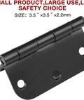 18 Pack Matte Black 3.5 Inch Door Hinges With Rounded Five Eighths Inch Radius Corners Includes 108 Screws For Quick Install Extra Long Screws