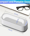 Pro-Grade Ultrasonic Jewelry Cleaner With 45kHz Power, 360-Degree Deep Cleaning dimensions displayed with black glasses