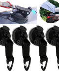 4-pack Universal Car Suction Cup Anchor With Securing Hook Reusable Heavy Duty Tie Down for camping tarp shown on car