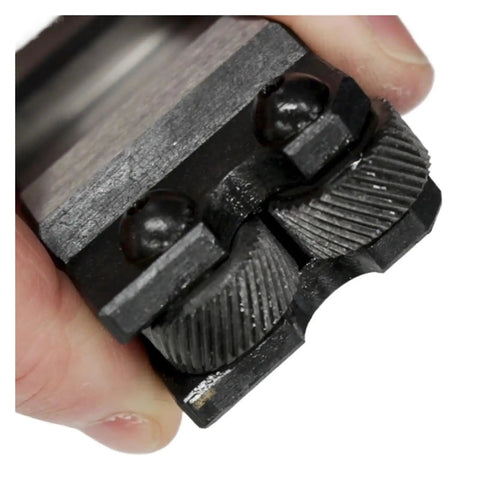 Close-up of dual wheel knurling tool from 7 Piece Dual Wheel Knurling Tool Set With Wheel Linear Pitch Knurl Kit For Lathe Machining.