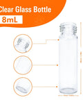 Premium 8ML Clear Borosilicate Glass Vials With Tight Screw Caps Totally Leakproof Lab Grade Storage Bottles For Beauty And Science Work Solid 20 Pack Hustle Ready For Your Daily Grind shown with dimensions and detailed views.