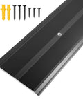 Aluminum Metal Door Threshold, Floor Transition Strip, 36'' L x 4'' W x 0.1'' H, Flat-Profile, with screws, black
