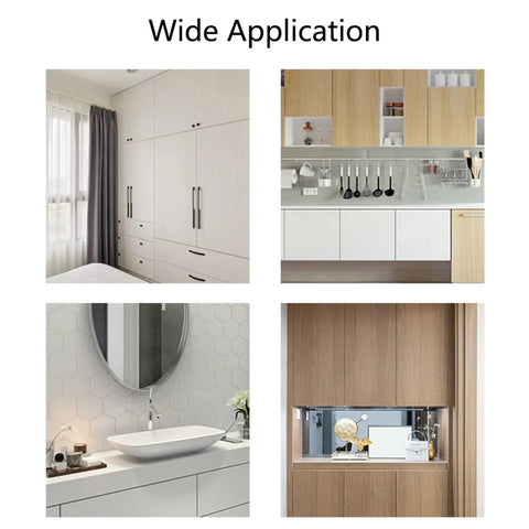 Wide application of Magnetic Touch Cabinet Latch for Cabinets and Drawers in various interior settings.
