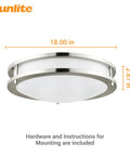 Side view of 18 Inch LED Flush Mount Ceiling Light Dimmable And Color Selectable 2700K To 5000K 28W 1960 Lumens ETL Listed