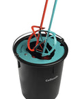Mixing Paddle Cleaning Bucket With Dual Brush Design And Hands Free Cleaning For No Hassle Quick Paddle Refresh In An 8 Gallon Upright Bucket That Stands Up For Heavy Duty Mixers Model MC1 with paddles inserted