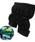 Kids Hip Pad Guard With Thick 25mm EVA Padding And Adjustable Hook Loop Belt For Outdoor Sports, skiing, black pad, side view