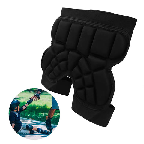 Kids Hip Pad Guard With Thick 25mm EVA Padding And Adjustable Hook Loop Belt For Outdoor Sports, skiing, black pad, side view