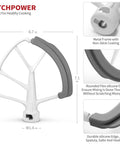 Flex Edge Beater For 6-Quart KitchenAid Bowl-Lift Stand Mixers, metal with silicone edge, 6.7x7.1 inches, detail view included