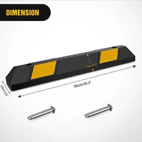 36 Inch Parking Curb 2 Pack Heavy Duty Rubber Garage Parking Stop Blocks For Cars SUVs And Trucks With Reflective Stripes dimensions