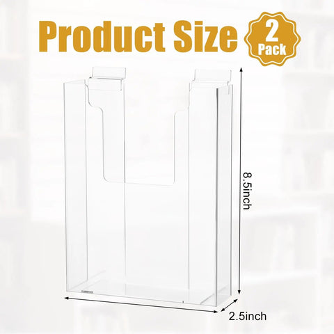 Front view of Two Pack Slatwall Magazine Display Pockets clear acrylic literature holders 8.5 W x 11 H x 2.5 D