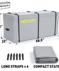Foldable 60x24x6 Inch Hitch Carrier Basket For 2 Inch Receiver With 500 Lb Capacity 18.2 Cu Ft Waterproof Cargo Bag folded view
