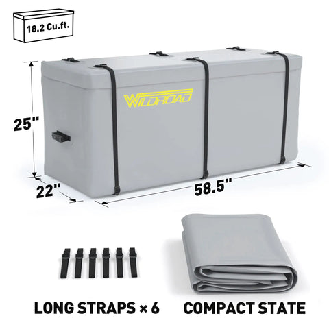 Foldable 60x24x6 Inch Hitch Carrier Basket For 2 Inch Receiver With 500 Lb Capacity 18.2 Cu Ft Waterproof Cargo Bag folded view