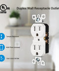 Must Have 10 Pack Duplex Receptacle Outlet With Tamper Resistant Protection 15 Amp 125 Volt White UL Listed Wall Plates