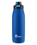 32 Oz Cobalt Rubberized Stainless Steel Water Bottle With Push Button Chug Lid Leakproof Seal Vacuum Insulated Keeps Drinks Cold Up To 12 Hours No Sweat Double Wall Construction For Easy Hydration On The Go