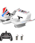 3 In 1 Water Land Air RC Plane For Beginners With Gyro Stabilizer, 2 Channel Remote Control Aircraft, white glider and remote