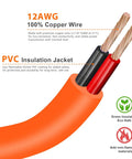 Close-up of 12AWG copper wire with PVC insulation from 7in1 Solar Panel Connector Kit MC4 To DC 6.5x3.0mm 5.5x2.1mm 3.5x1.35mm DC8.0x2.0mm