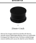 Black Silicone Ear Gauges 25mm 1 Inch Tunnels Plugs Set For Ears Stretching Kit Double Flare Soft Ear Jewelry