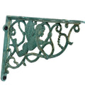 Sturdy Wall Mount Bracket For Kitchen Shelves And Mailbox Projects, green iron with retro triangle angel motif, 26.5 x 18 cm.