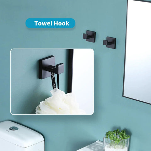 Matte Black Towel Hooks For Bathrooms Wall Mounted 304 Stainless Steel Heavy Duty Coat And Shower Hooks 2 Pack Built Tough