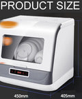 Smooth Operating Countertop Dishwasher Featuring Ultrasonic Deep Scrub Technology And Zero Install Hassle with visible dimensions.